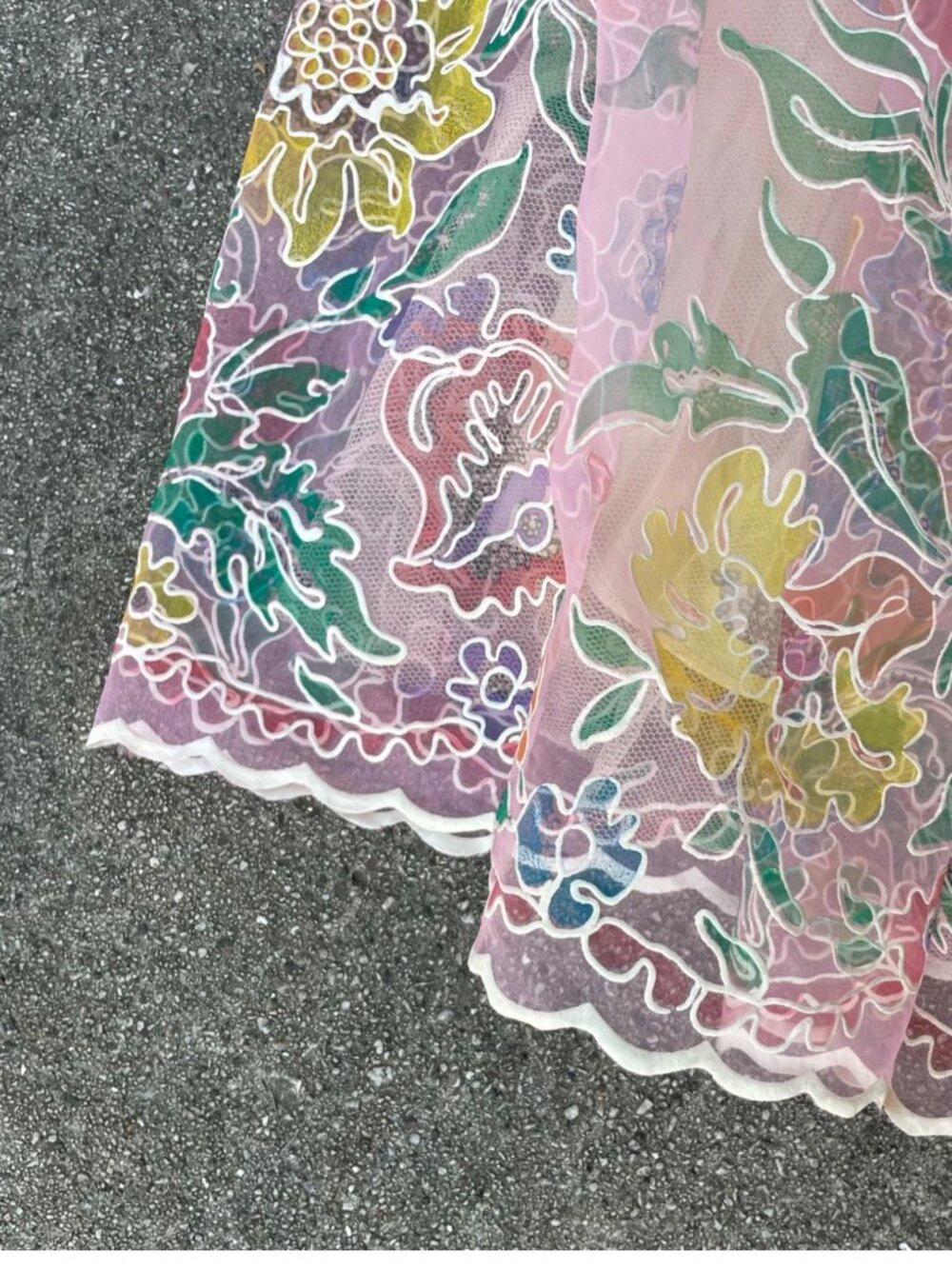 Vintage Y2K Betsey Johnson Dress Tulle Pink Bows Painted Floral Fairy Ethereal S - Picture 6 of 17